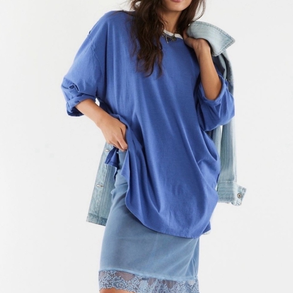 We The Free Slow Down Oversized Tee/Blue Steel Combo